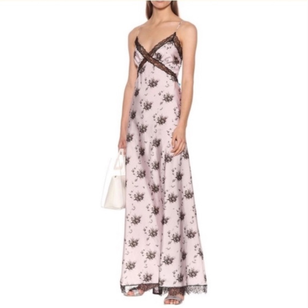 The Brock Collection Floral Lace Trimmed Maxi Dress